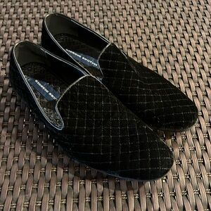 Giorgio Brutini Chatwal Black Velvet Quilted Tuxedo Loafers Size 8.5 US Men